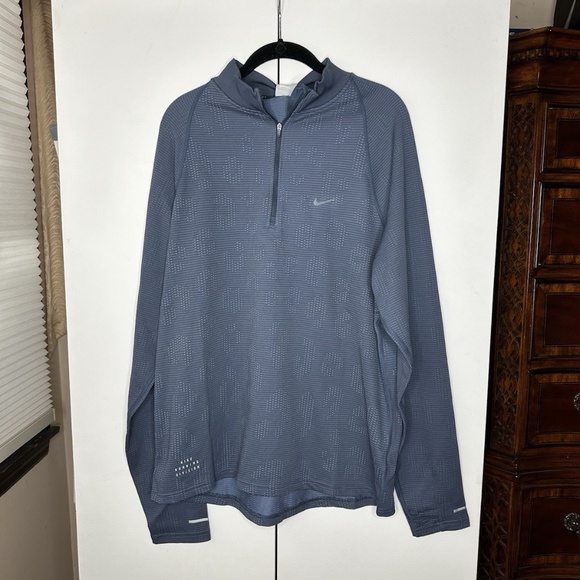 Nike Pinnacle Running Division 1/2 Zip Long Sleeve Blue FZ1121-437 Mens Sz Large - Picture 1 of 3